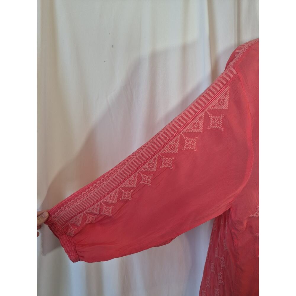 Johnny Was California Pink Embroidered Long Sleeve Tunic Top Large - Picture 4 of 9